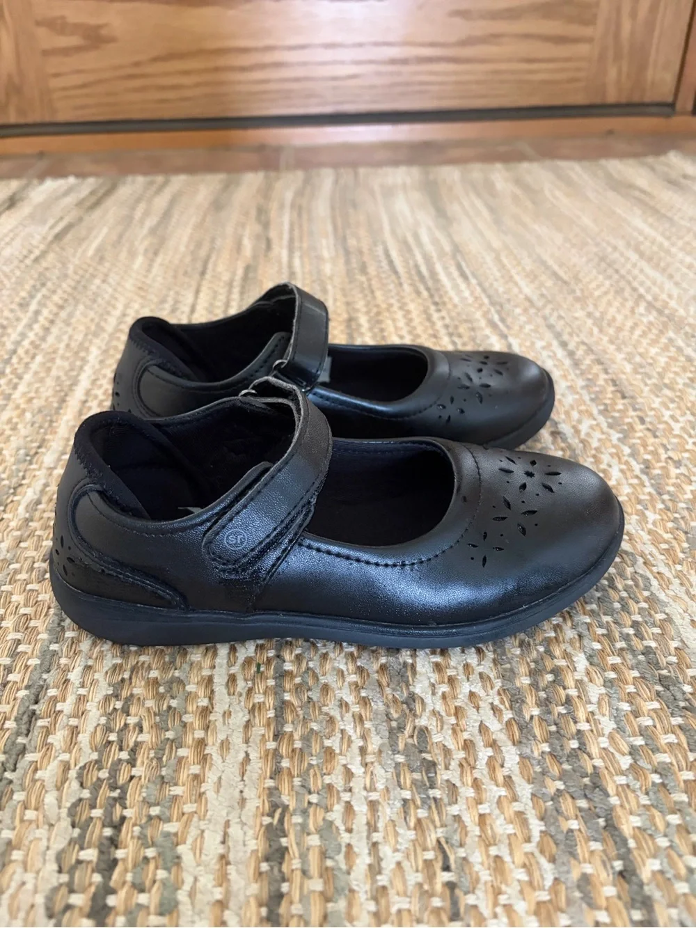 Stride Rite Girls' Black Mary Jane with Perforated Toe